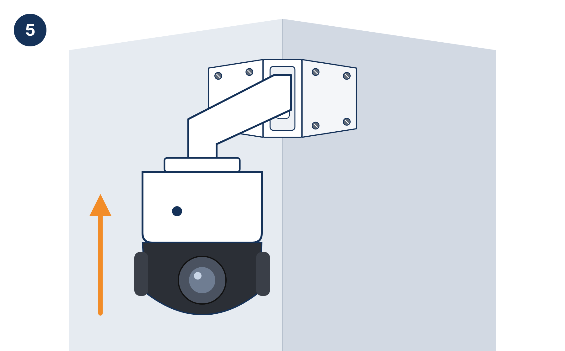 PTZ camera lifted into the wall mount